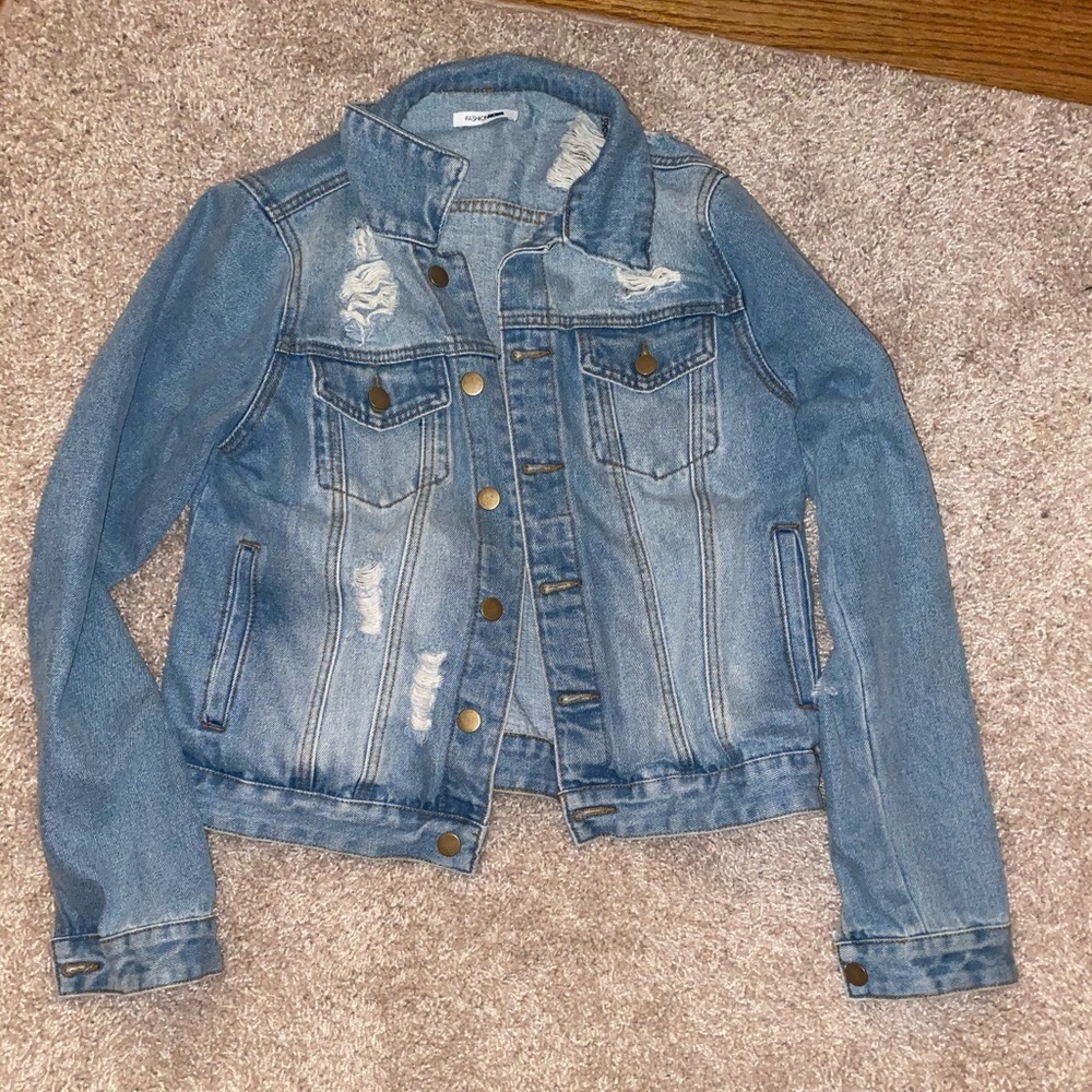 Fashion nova distressed denim jacket